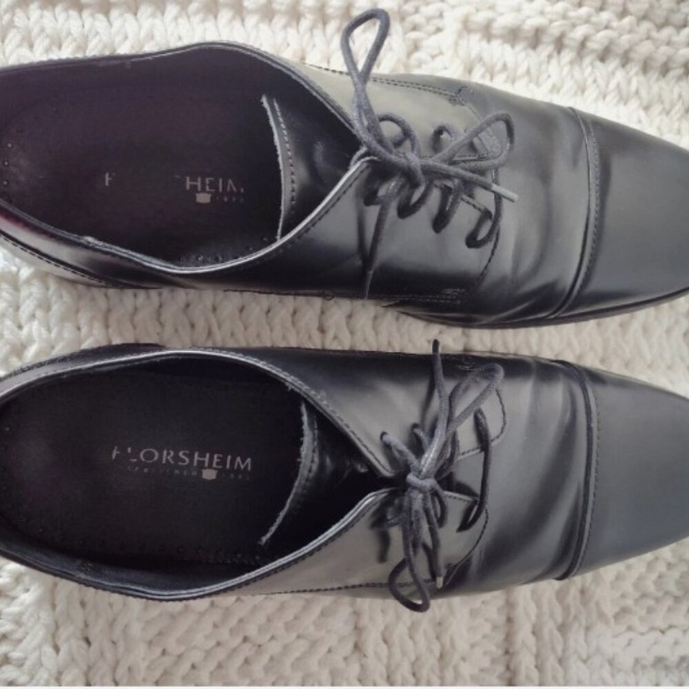 FLORSHEIM Men's Oxford Dress Shoes Black Leather Up Cap Toe Size 9.5 D